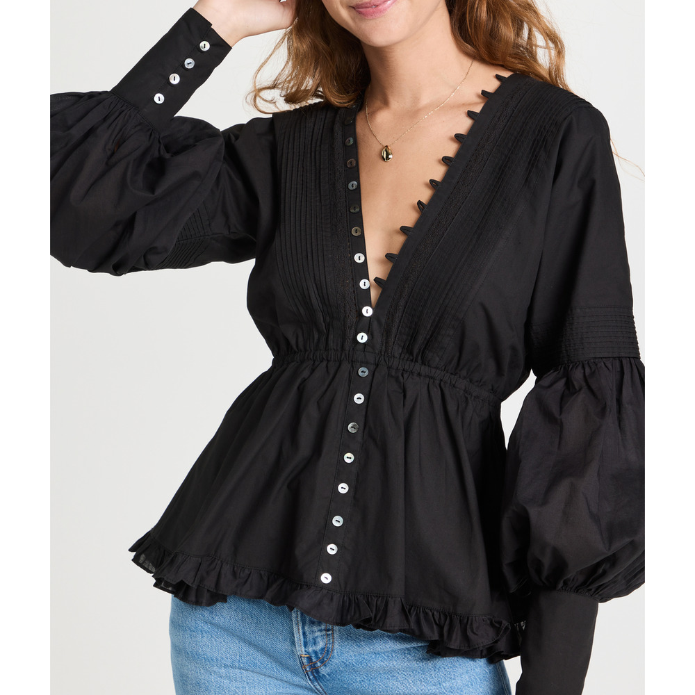 Joslin Norah Cotton Blouse in Black